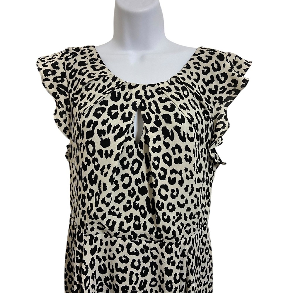 Express Leopard Print Dress Ruffle Sleeve Keyhole Mini Casual Party Size 12 - Picture 7 of 12